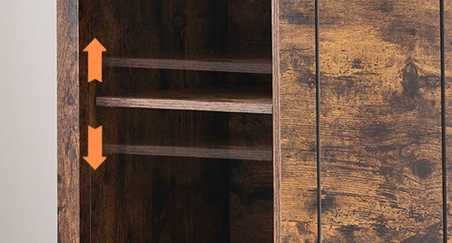 GAOMON Farmhouse Coffee Bar Cabinet 47", Buffet Cabinet with Sliding Barn Door, Coffee Bar with 4 Glass Hooks and 16 Wine Racks for Kitchen, Dining and Living Room, White