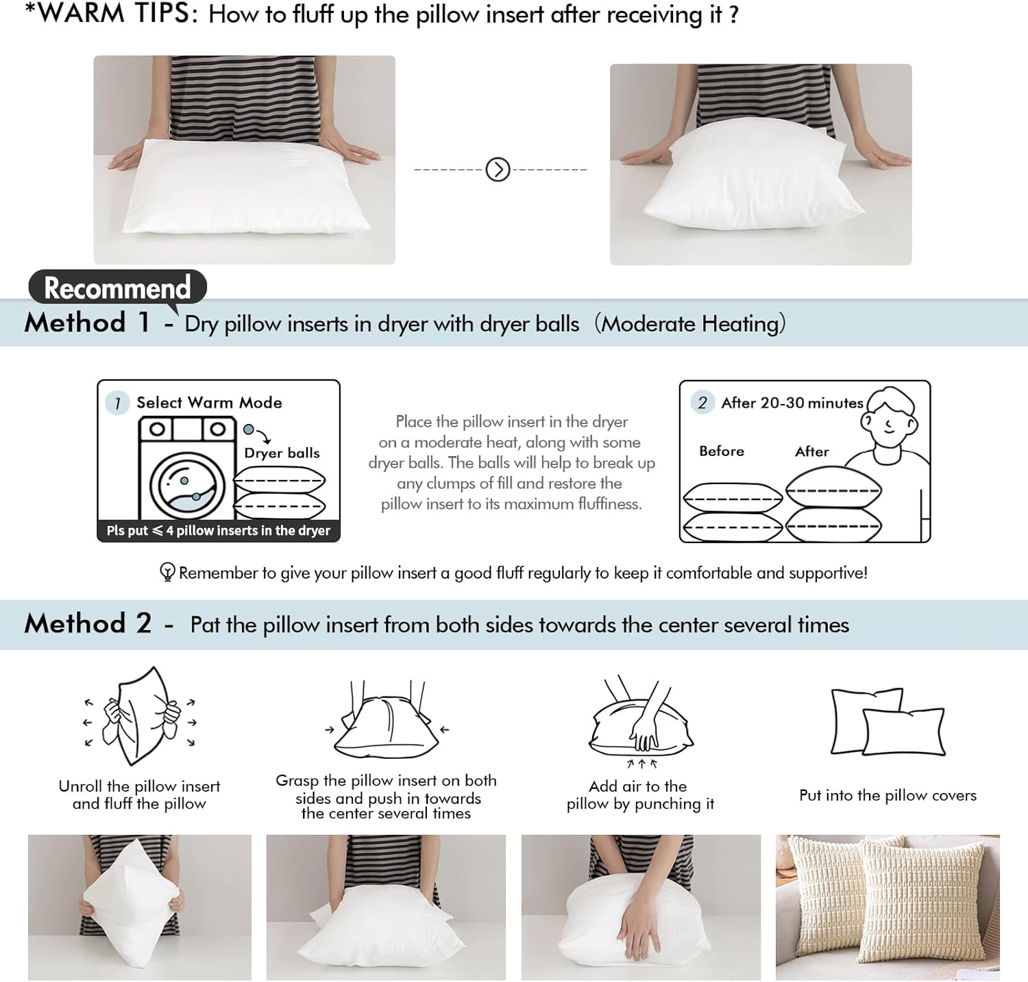 MIULEE Pillow Insert 12x20 Inch, Decorative Rectangle Throw Pillow Insert, Premium Fluffy Pillow Forms Stuffer for Sofa Couch Living Room