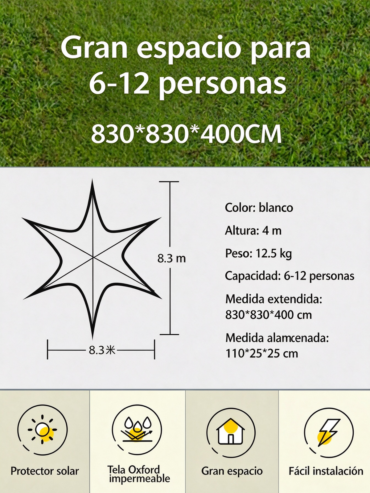 Dosel grande para camping