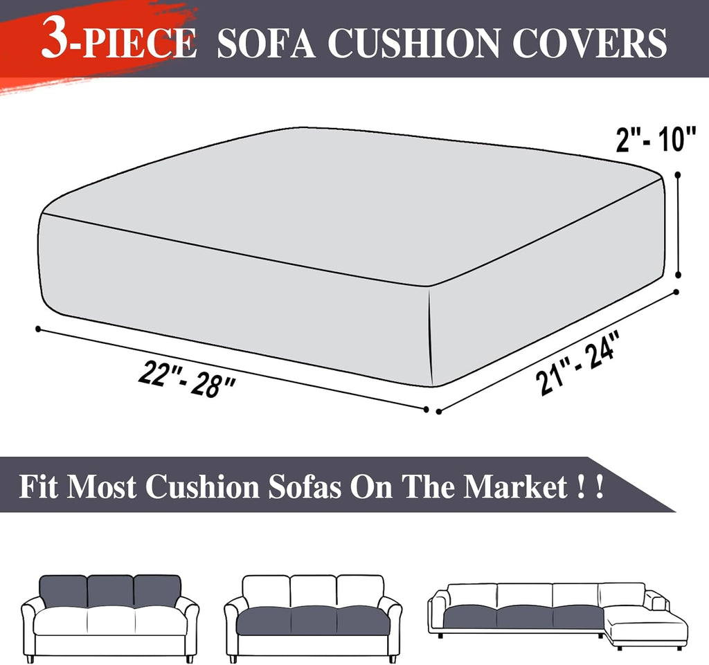 Couch Cushion Covers Seat Cushion Cover Stretch Couch Cover Separate Sectional Sofa Slipcovers Furniture Protector(3 Pieces for Seat or Sofa Backrest, Dark Grey)